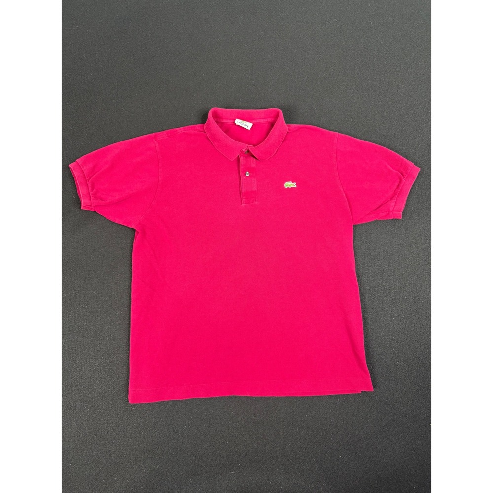 Vintage Lacoste Mens Short Sleeve Pique Polo Shirt Red Cotton See Measurements